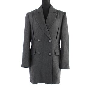 Anine Bing Charcoal Gray Double Breasted Pea Coat S NEW White Speckled Blazer